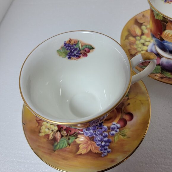 Crown Trent China Limited Fine Bone China Teacups and Saucers Set of 2 - Picture 3 of 8